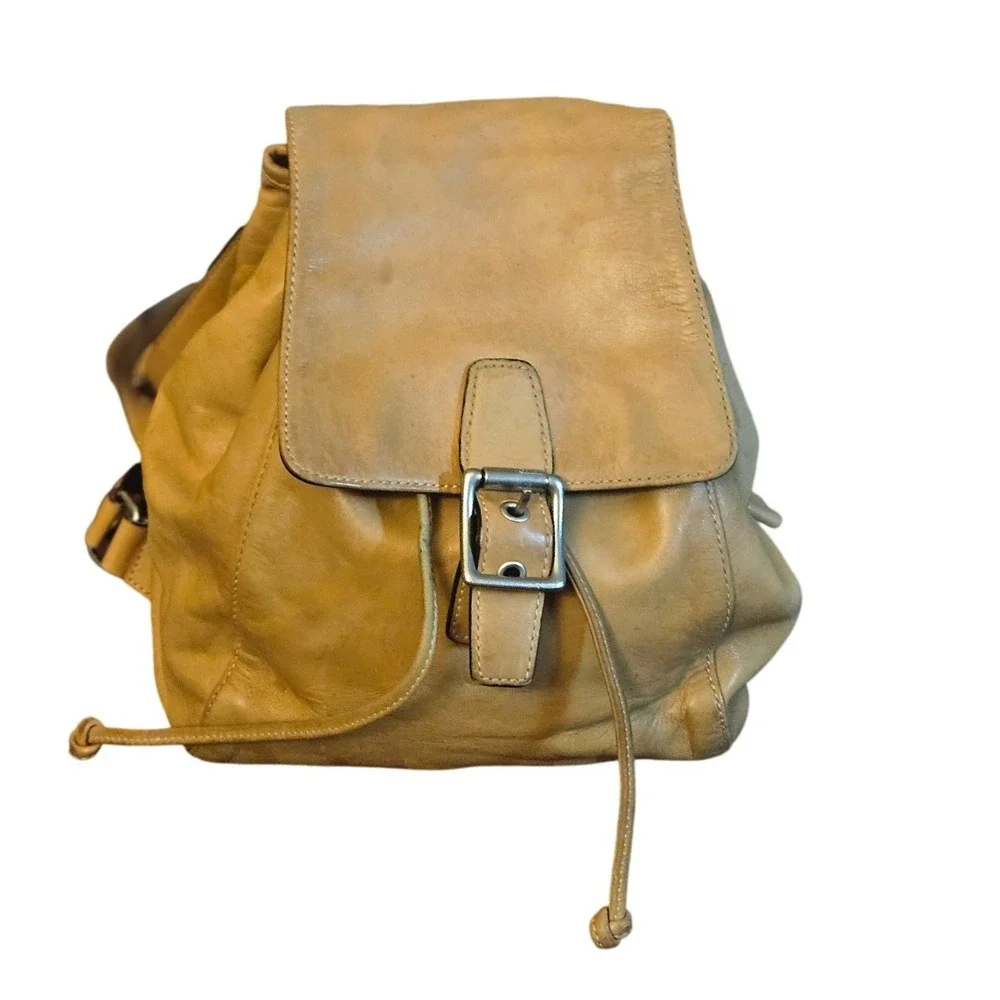 Coach Vintage Tan Glove‎ Tanned Leather Backpack 9569 Drawstring Buckle Bag